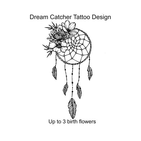 lily and dreamcatcher tattoo drawing.